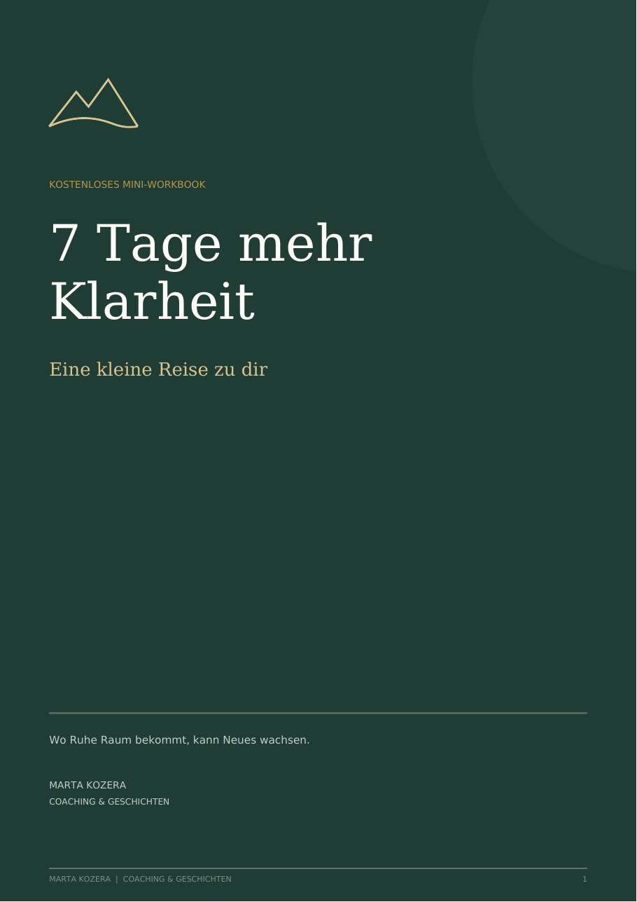 Cover des kostenlosen Workbooks 7 Tage mehr Klarheit – Eine kleine Reise zu dir